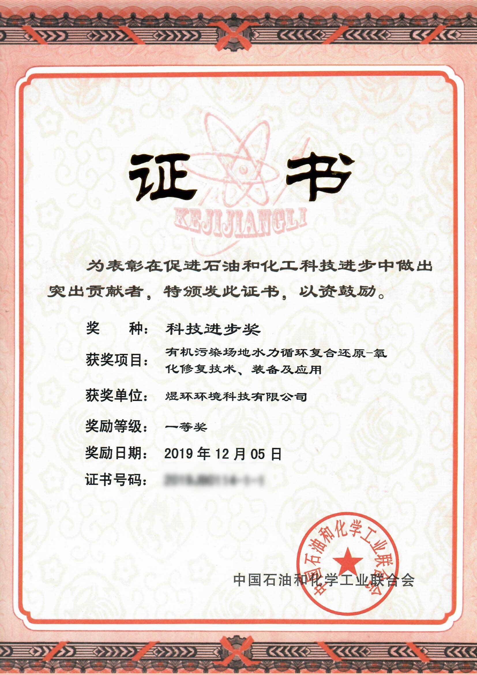 2019年度中國(guó)石油和化學(xué)工業(yè)聯(lián)合會(huì)科技進(jìn)步一等獎(jiǎng)